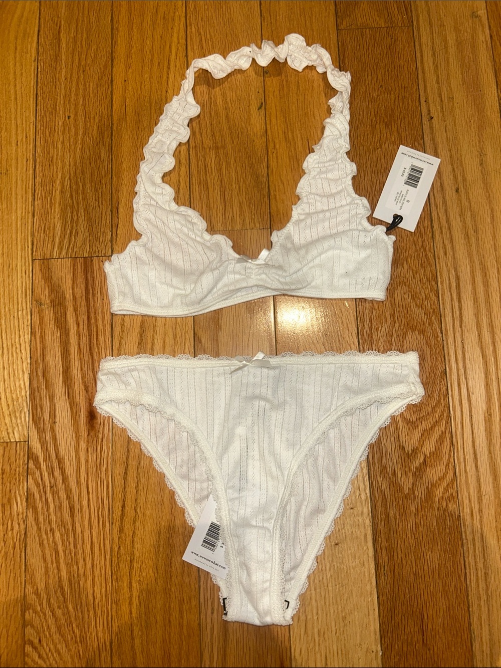 WeWoreWhat Ruffled Halter Bra and Briefs